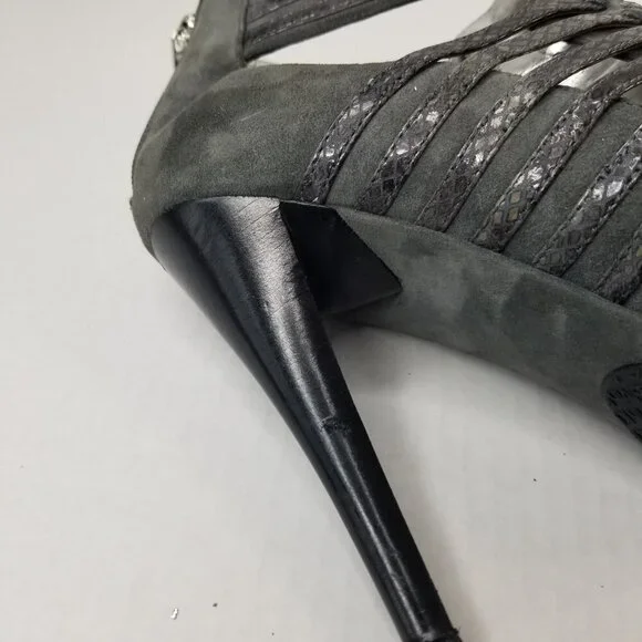 Calvin Klein Danica Platform Stiletto Heels Pumps Grey Suede Date Night Sz 9.5 - Picture 11 of 16
